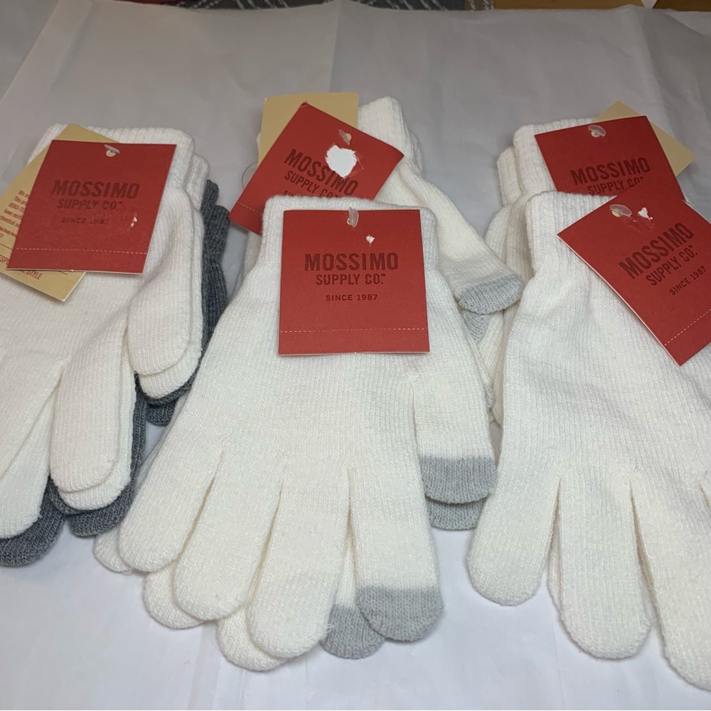 Mossimo Supply Co. Cream and Gray Knit Gloves Pack of 6